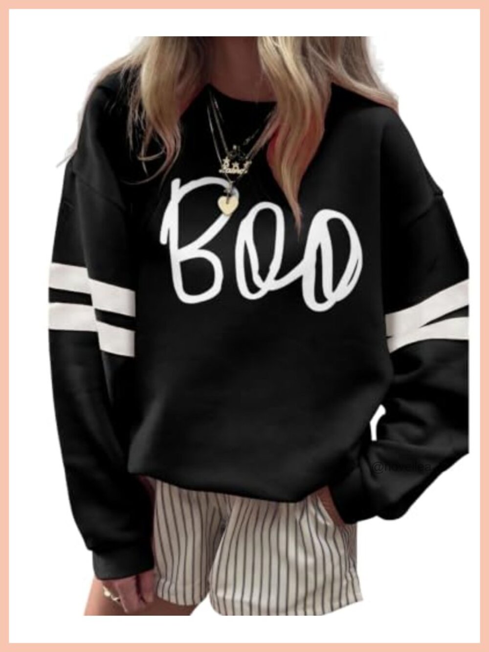 Womens Oversized Striped Varsity Sweatshirt Crewneck Pullover